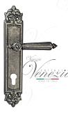 Дверная ручка Venezia на планке PL96 мод. Castello (ант. серебро) под цилиндр